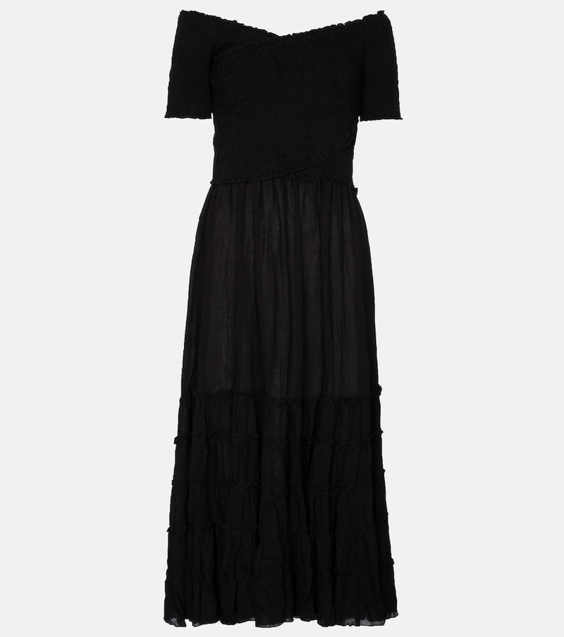 Poupette St Barth Soledad midi dress in Plain Black
