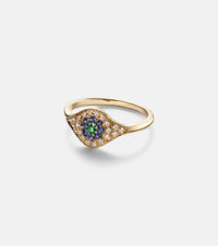 Ileana Makri Cats Eye 18kt gold ring with diamonds, sapphires and tsavorite