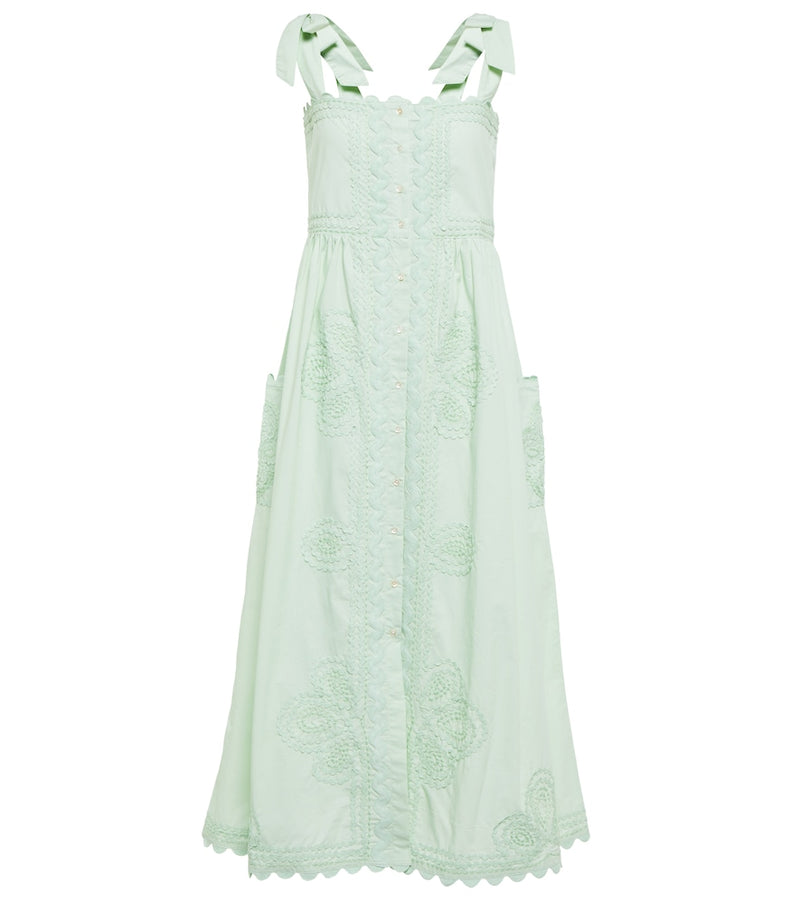 Juliet Dunn Self-tie cotton poplin midi dress