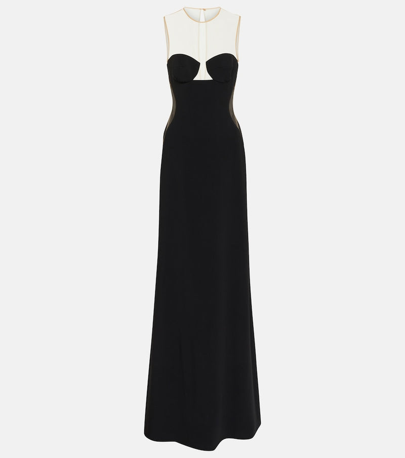 Stella McCartney Mesh-paneled crepe gown