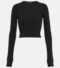 Wardrobe. NYC x Hailey Bieber HB cotton-blend jersey crop top