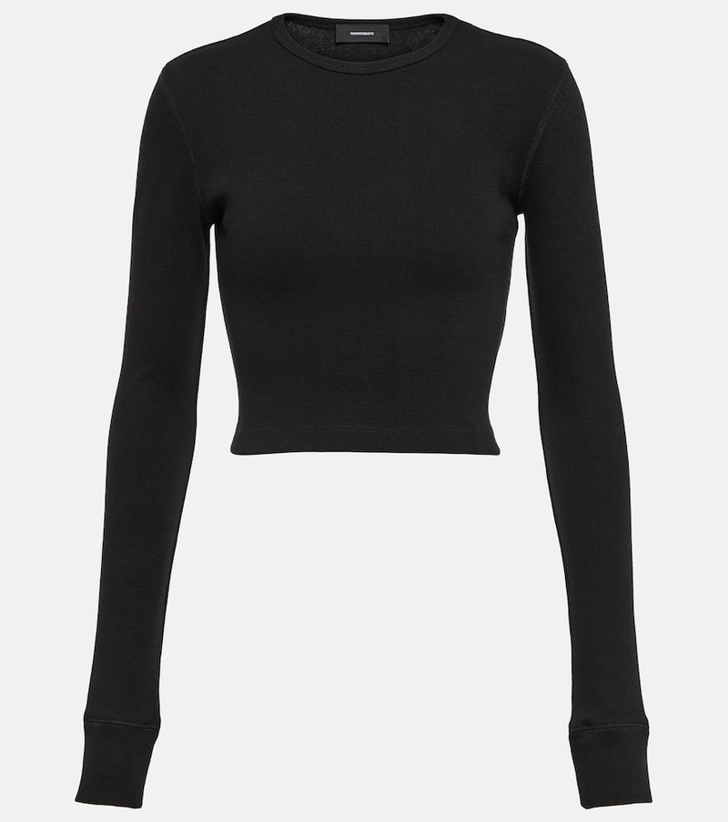 Wardrobe. NYC x Hailey Bieber HB cotton-blend jersey crop top