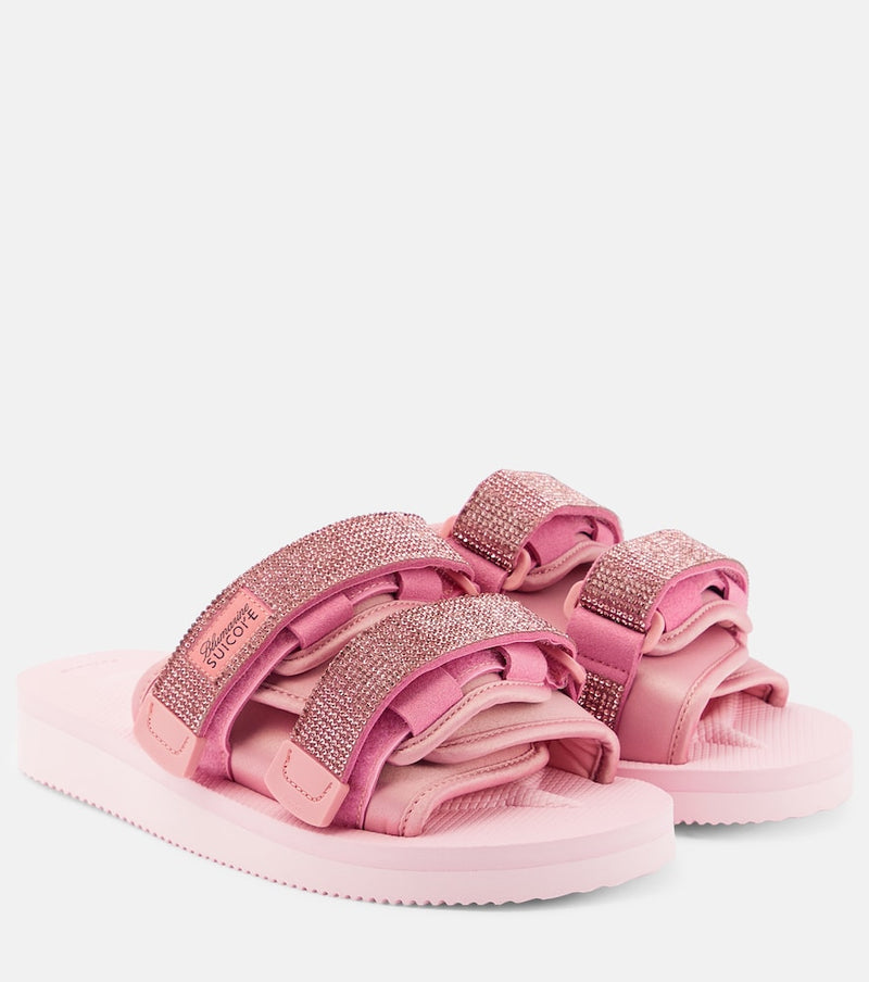 Blumarine X Suicoke Moto embellished slides