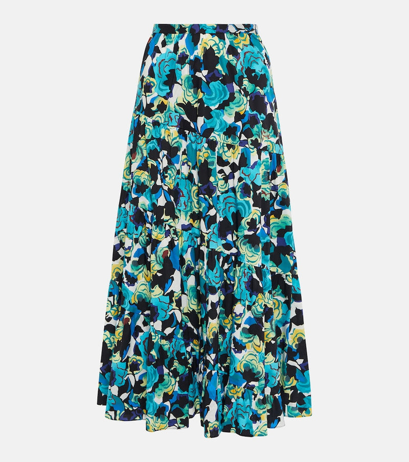 Diane von Furstenberg High-rise printed cotton-blend midi skirt in Urchin Flower