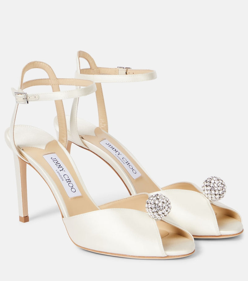Jimmy Choo Sacora 85 embellished satin sandals