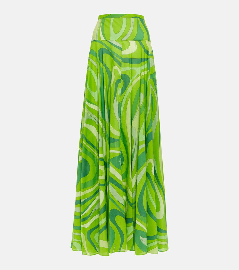 Pucci Marmo pleated cotton muslin maxi skirt