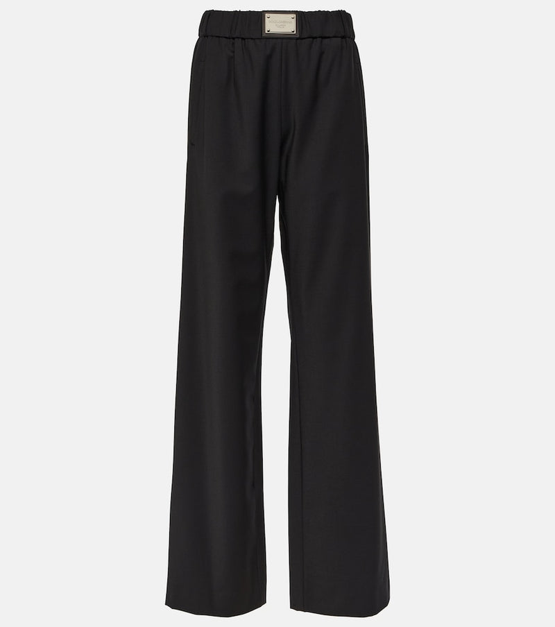 Dolce & Gabbana Wool-blend wide-leg pants in Nero