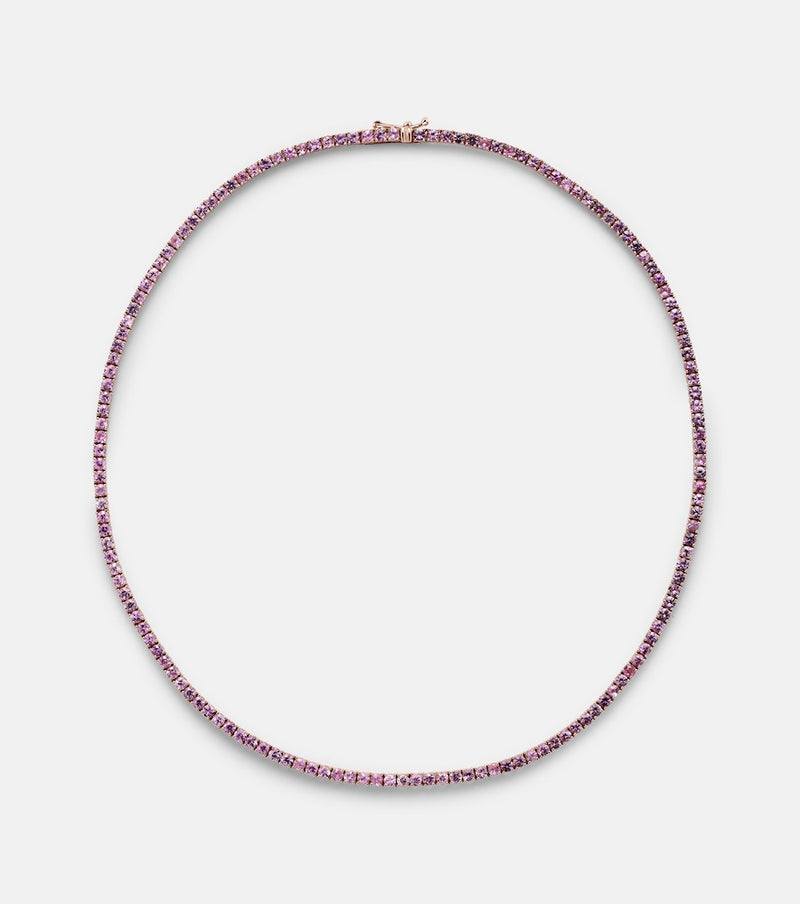 Roxanne First 14kt rose gold tennis necklace with sapphires