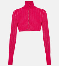 Alaia Crinoline cropped mockneck cardigan