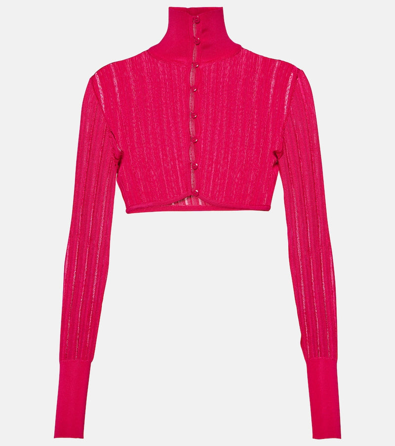 Alaia Crinoline cropped mockneck cardigan
