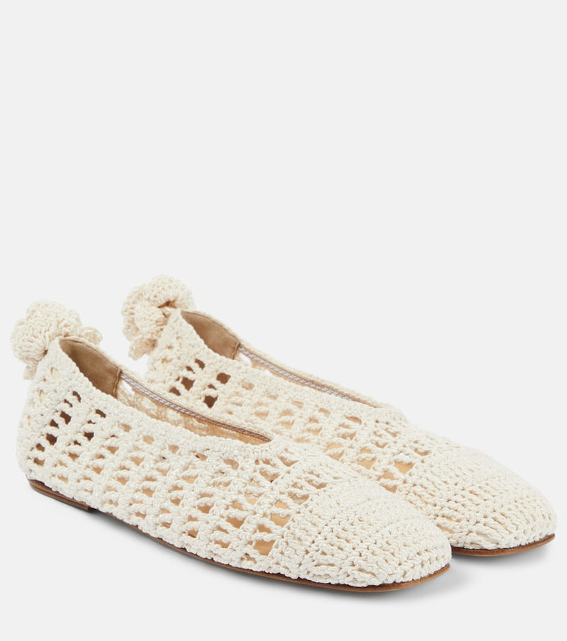 Magda Butrym Floral-applique crochet ballet flats in White