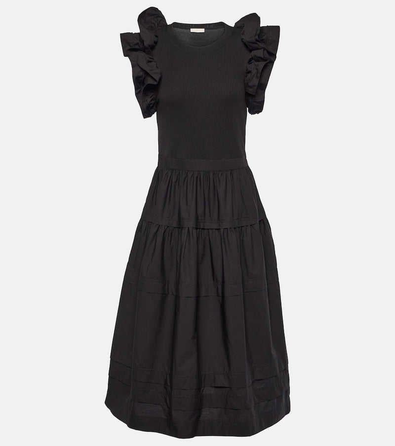 Ulla Johnson Francine ruffled midi dress in Noir