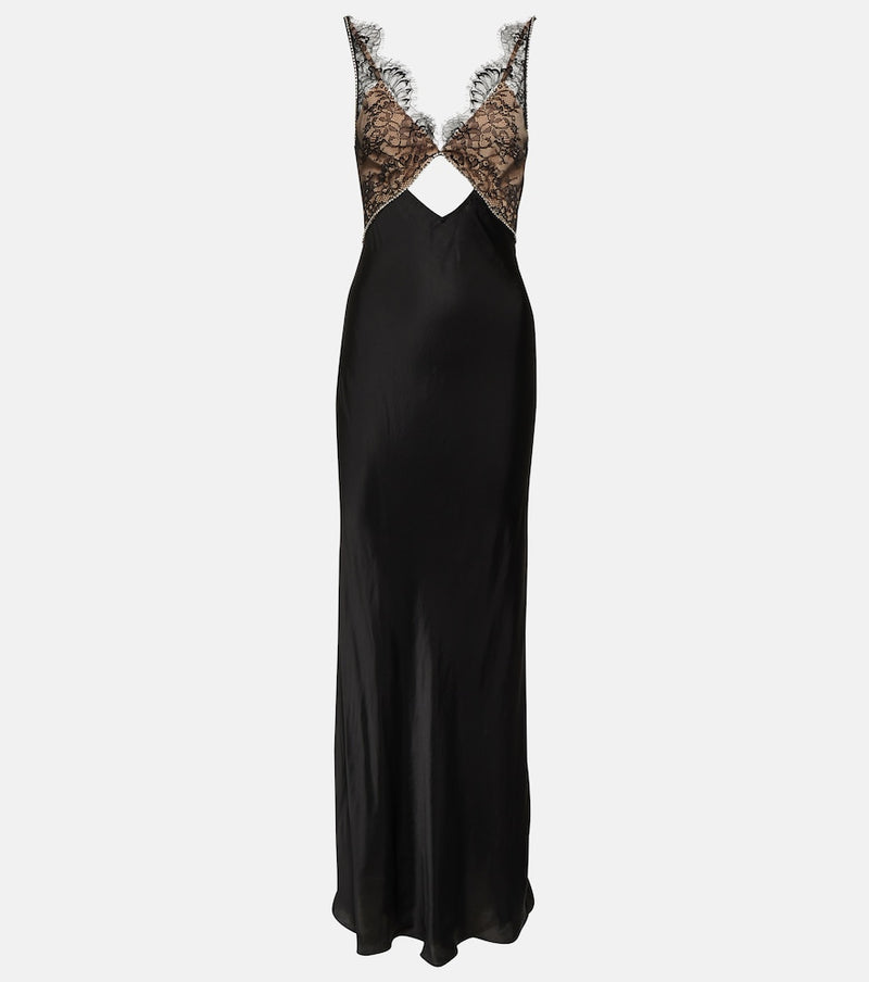 Self-Portrait Lace and satin gown in Ivory Glow