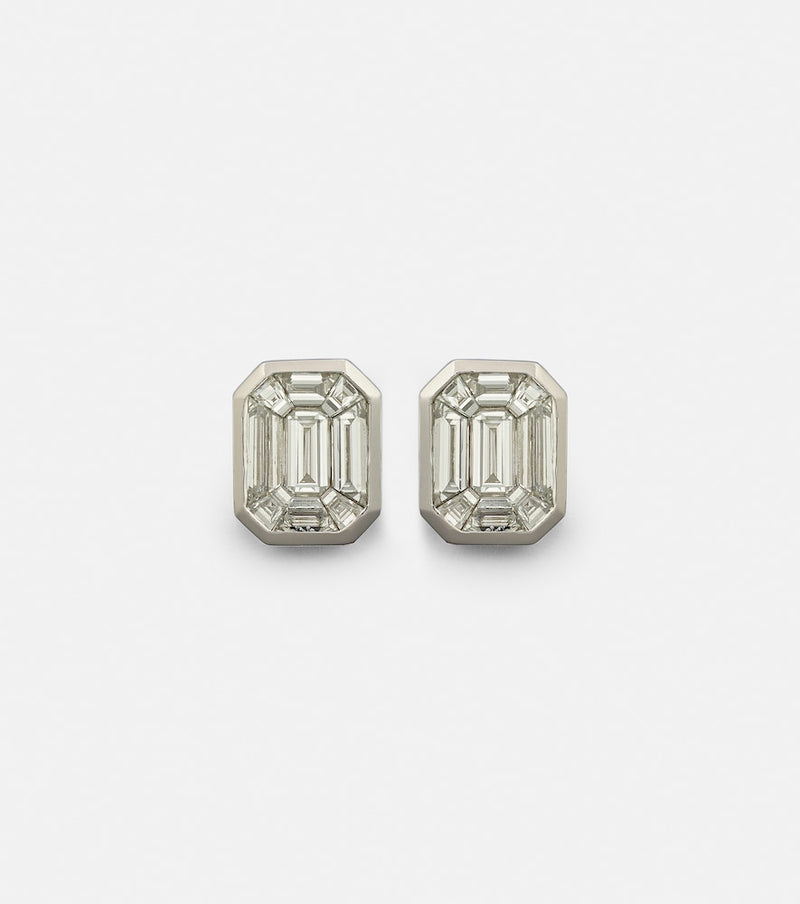 Shay Jewelry Illusion 18kt white gold earrings with diamonds