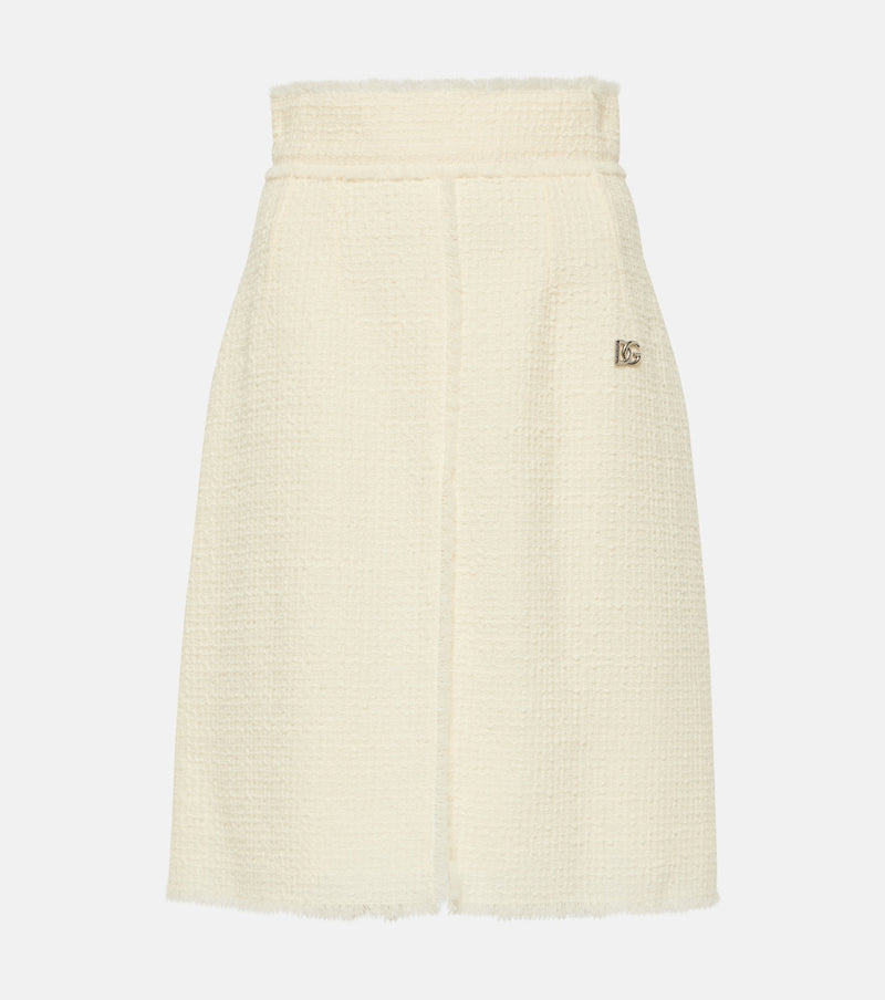 Dolce & Gabbana Wool-blend tweed midi skirt in Bianco Panna Chiaris