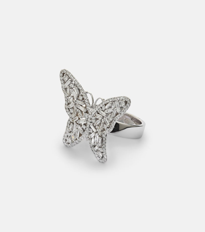 Suzanne Kalan Bold Butterfly Medium 18kt white gold ring with diamonds