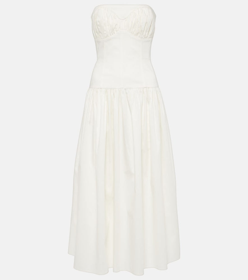 Tove Lauryn strapless cotton-blend midi dress in White