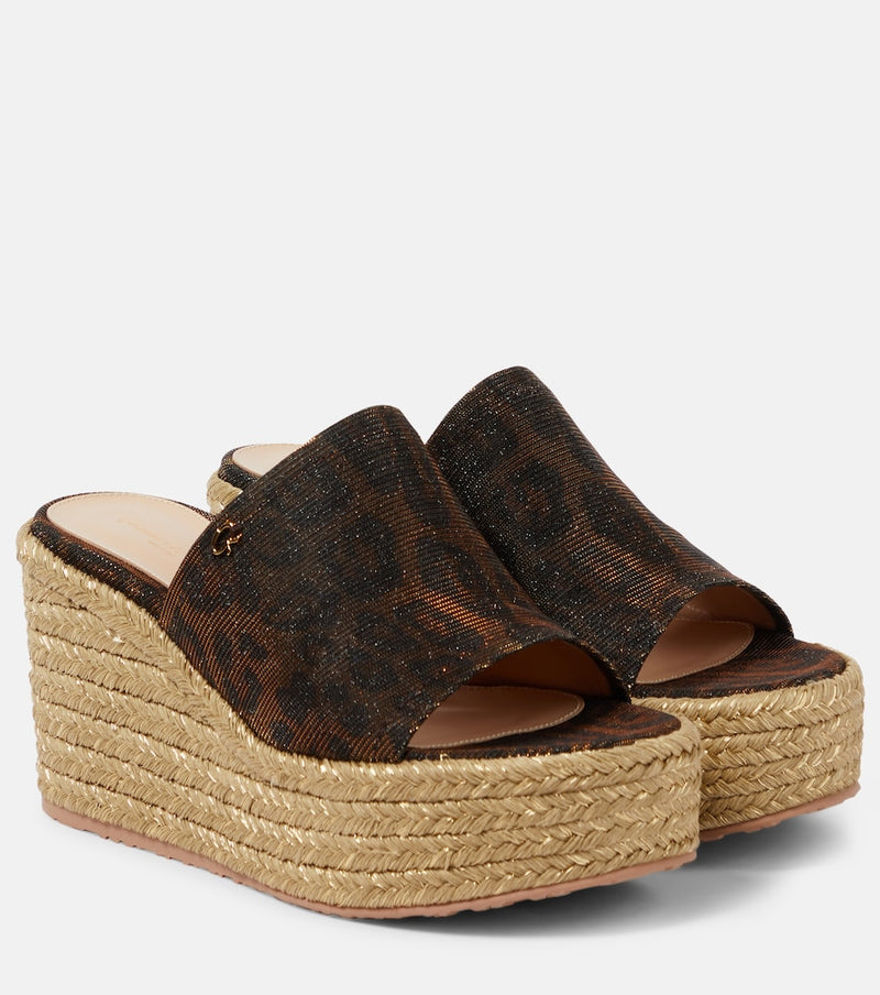 Gianvito Rossi Leopard-print espadrille wedge mules in Leopard Print + Naturale + Mekong