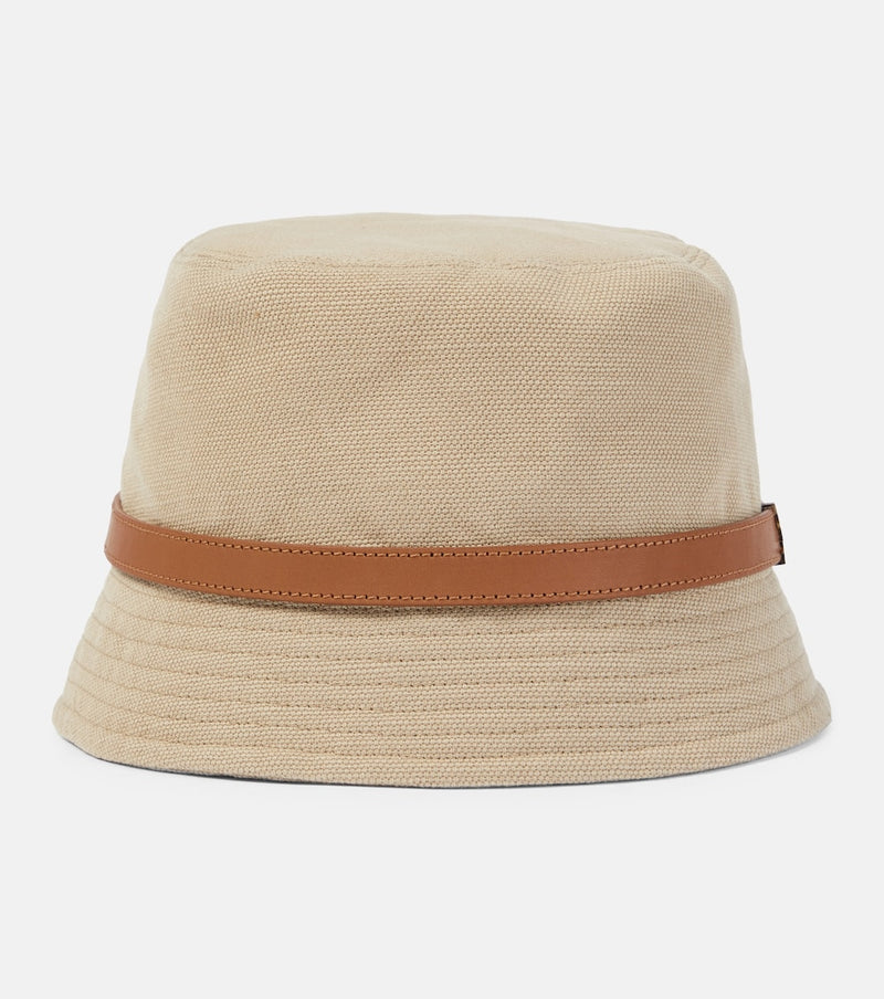 Saint Laurent Cassandre canvas bucket hat in Beige