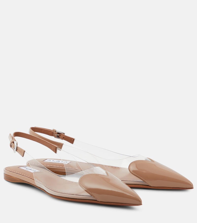 Alaia Le Cour patent leather and PU slingback flats