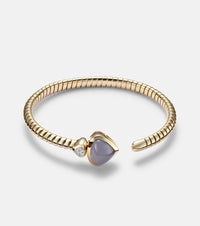 Marina B Trisolina Bypass 18kt gold cuff bracelet with chalcedony and diamonds
