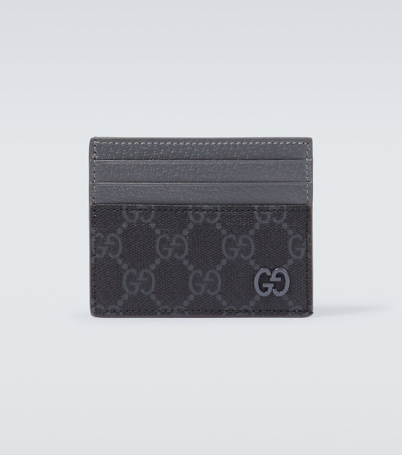 Gucci Leather-trimmed GG canvas card holder