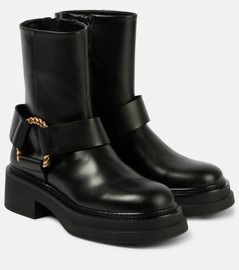Dorothee Schumacher Chic Sophistication leather combat boots in Black