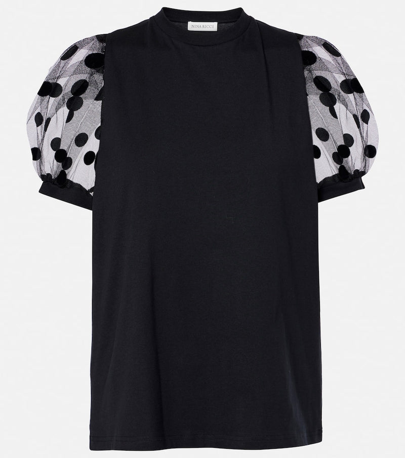 Nina Ricci Polka dot tulle and jersey T-shirt