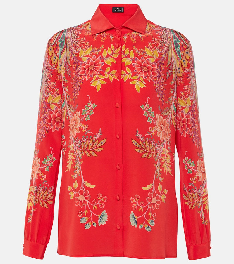 Etro Floral silk crepe de chine shirt