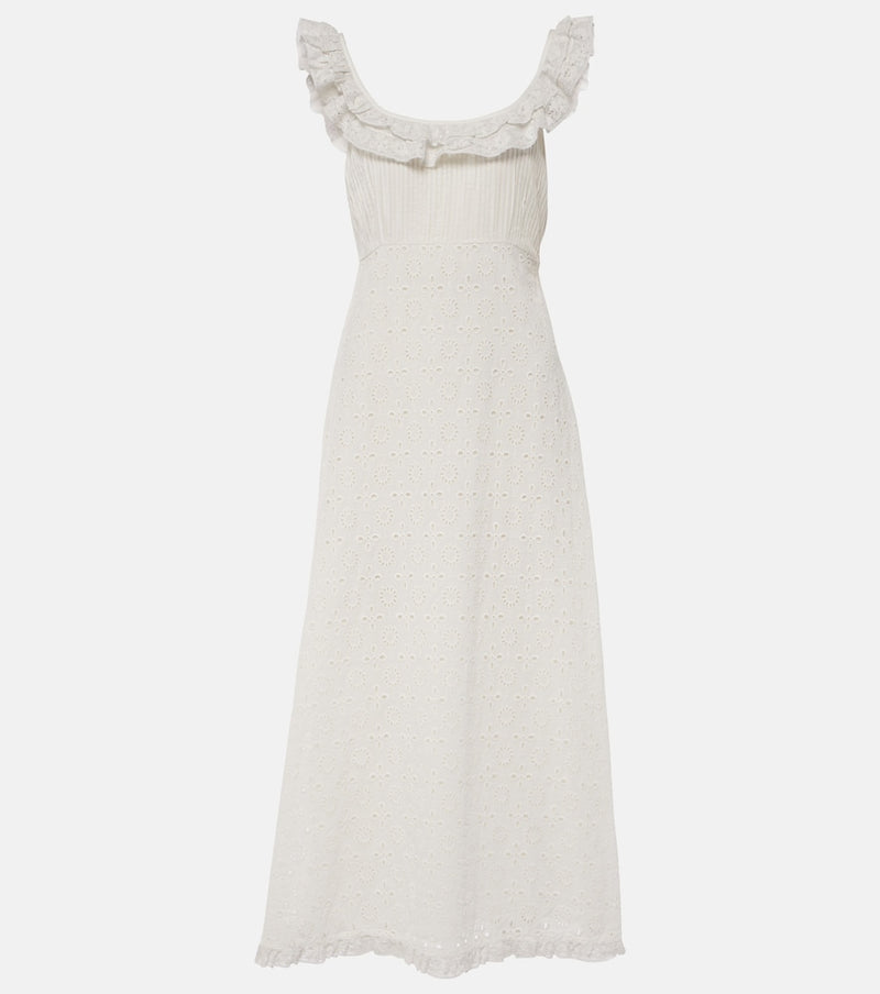Rixo Patsy broderie anglaise cotton midi dress