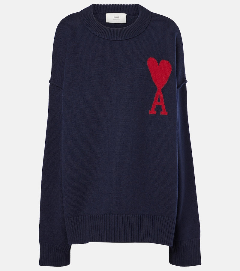 Ami Paris Ami De Cour wool sweater in Navy