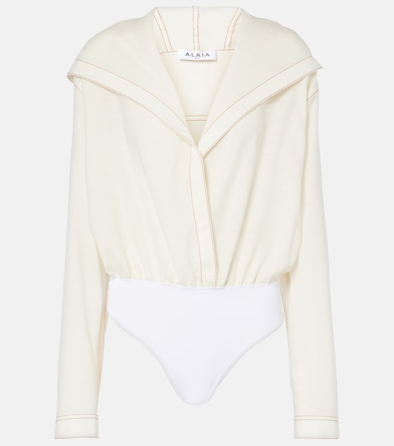 Alaia Hooded wool-blend bodysuit