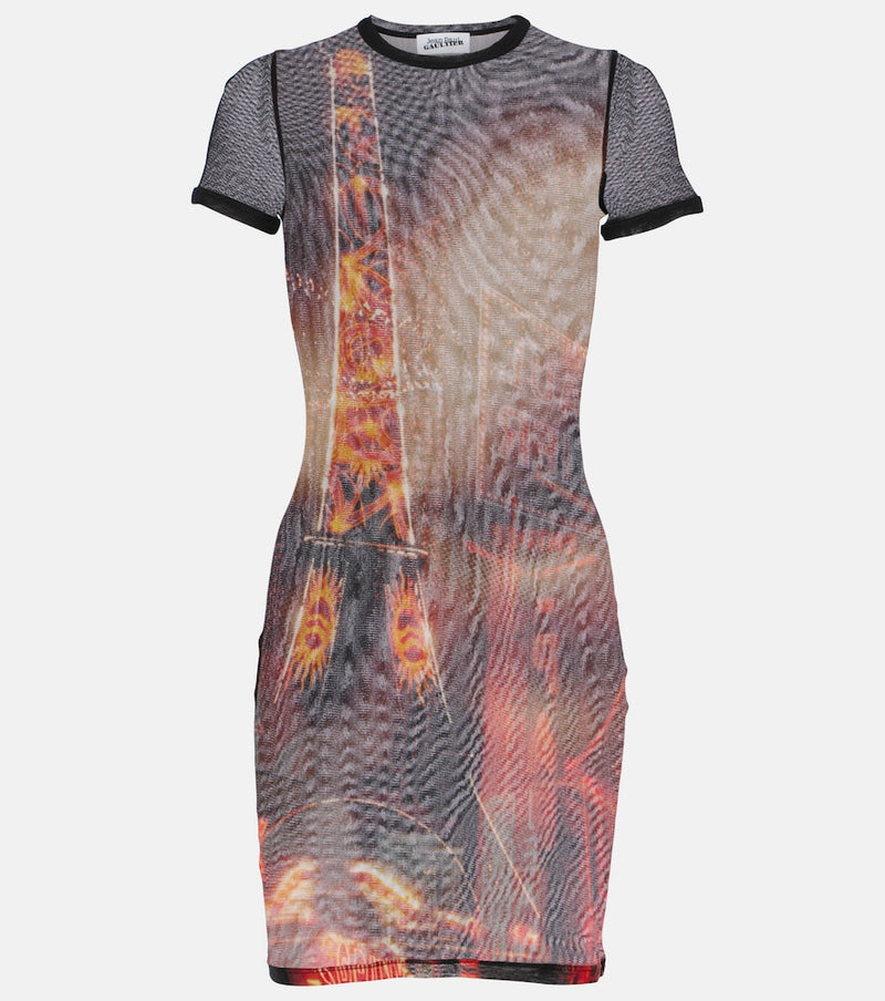 Jean Paul Gaultier Pigalle printed mesh minidress in Black