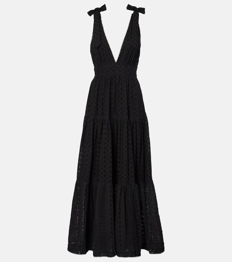 Poupette St Barth Cara tiered cotton maxi dress in Ivory Glow