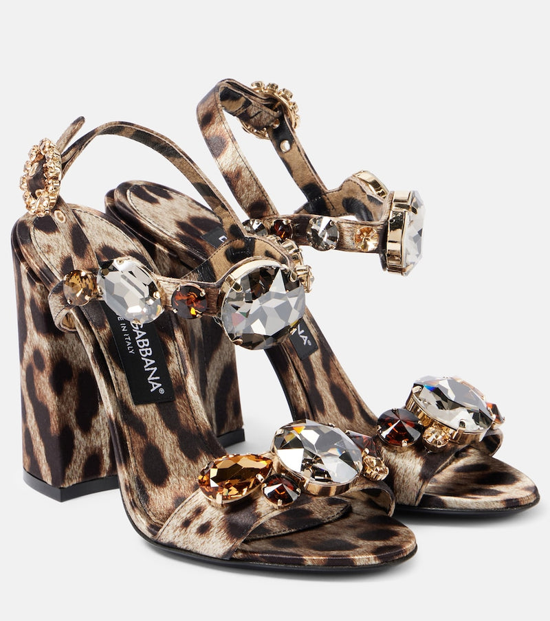 Dolce & Gabbana Keira 105 leopard-print satin sandals