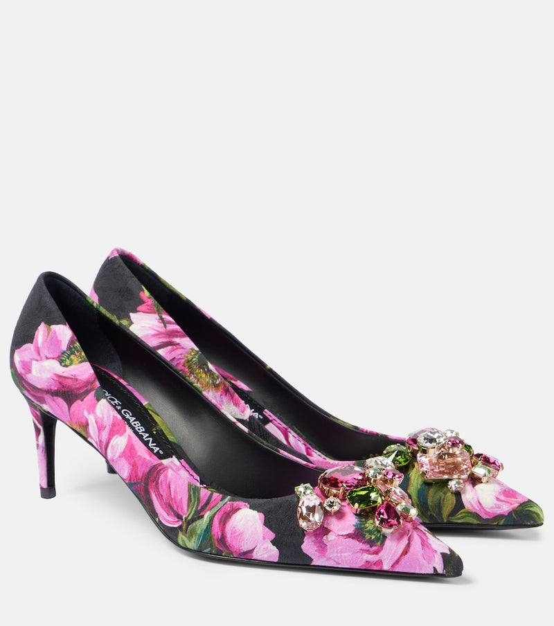 Dolce & Gabbana Lollo embellished floral pumps