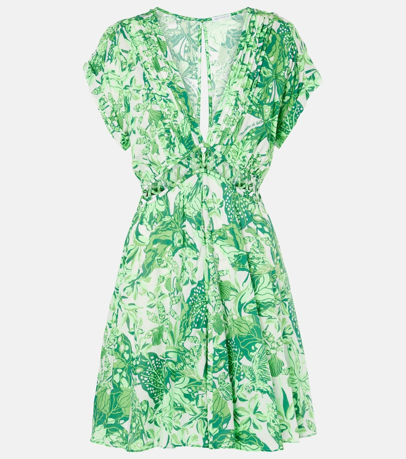 Poupette St Barth Cecile cutout printed minidress in Green Jengel