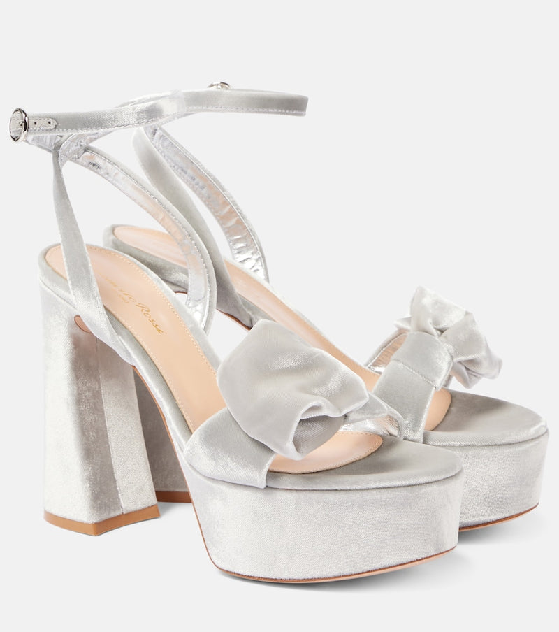 Gianvito Rossi 70 bow-detail velvet platform sandals