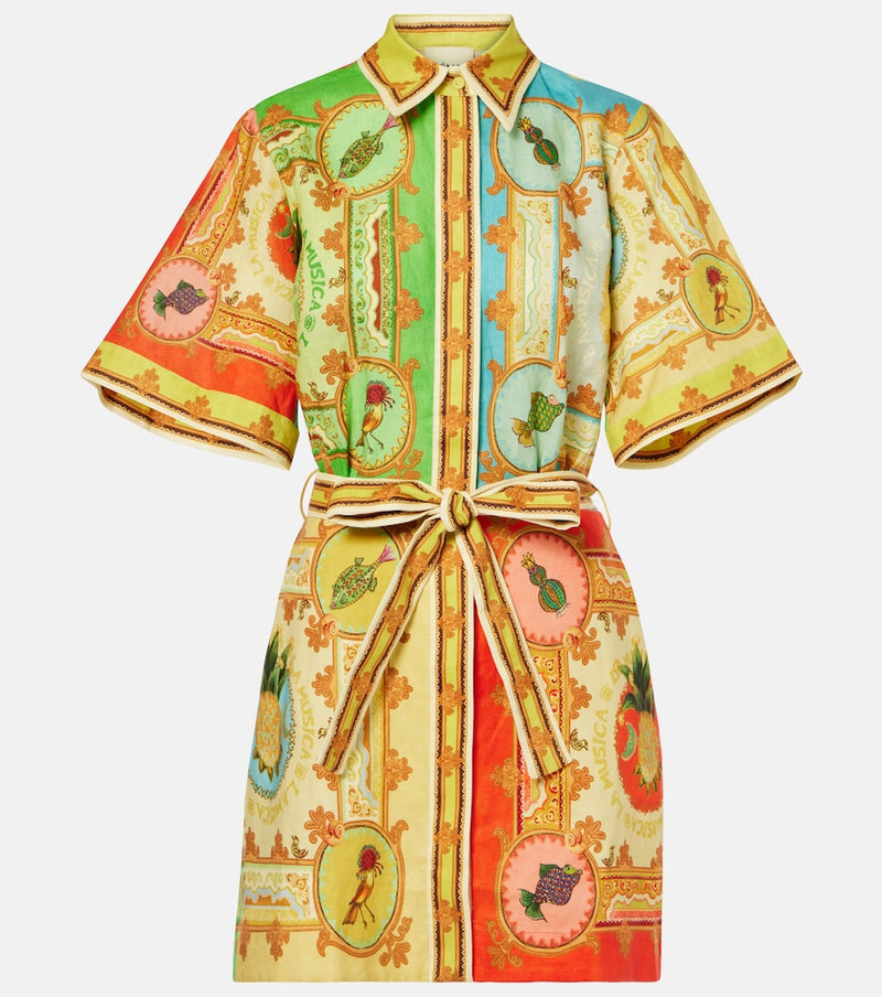 Alemais La Musica printed linen shirt dress
