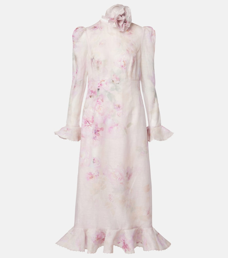 Zimmermann Crush linen and silk midi dress