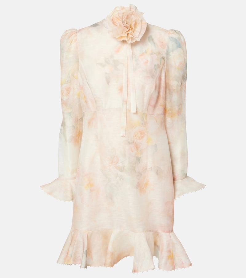 Zimmermann Crush floral linen and silk minidress in Ciara Floral
