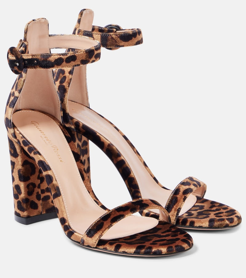 Gianvito Rossi Gaeta 95 leopard-print velvet sandals