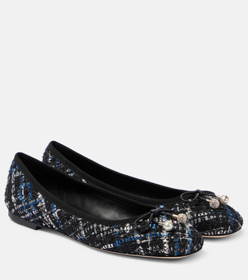 Jimmy Choo Elme tweed ballet flats