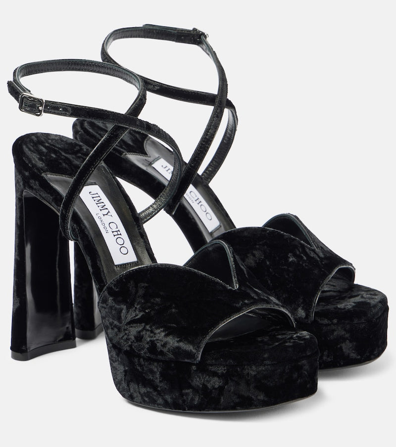 Jimmy Choo Karli 125 velvet platform sandals