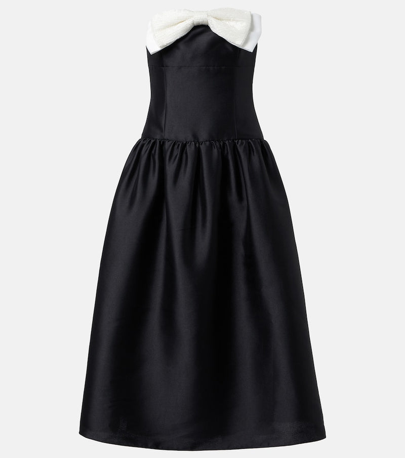 Self-Portrait Bow-detail taffeta midi dress
