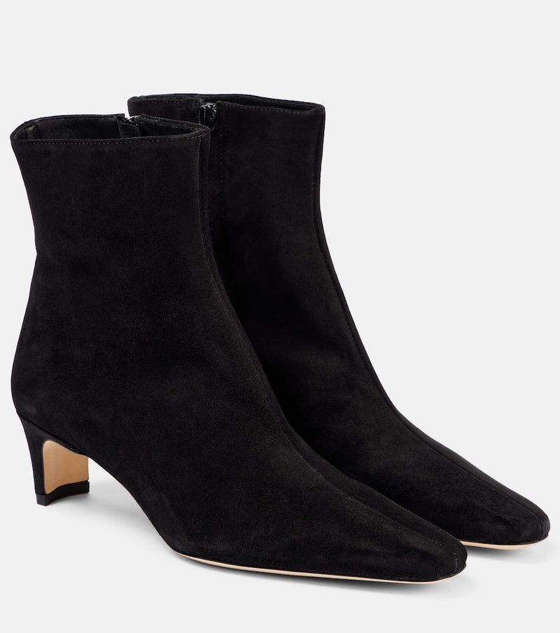 Staud Wally 55 suede ankle boots in Black