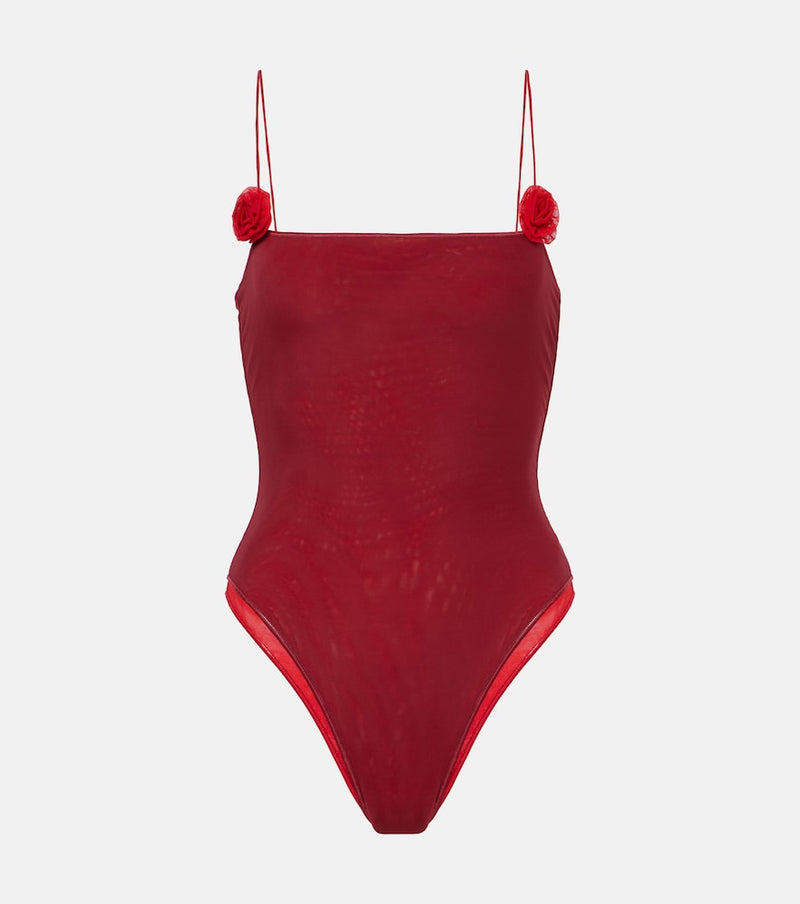 Oseree Floral-applique swimsuit