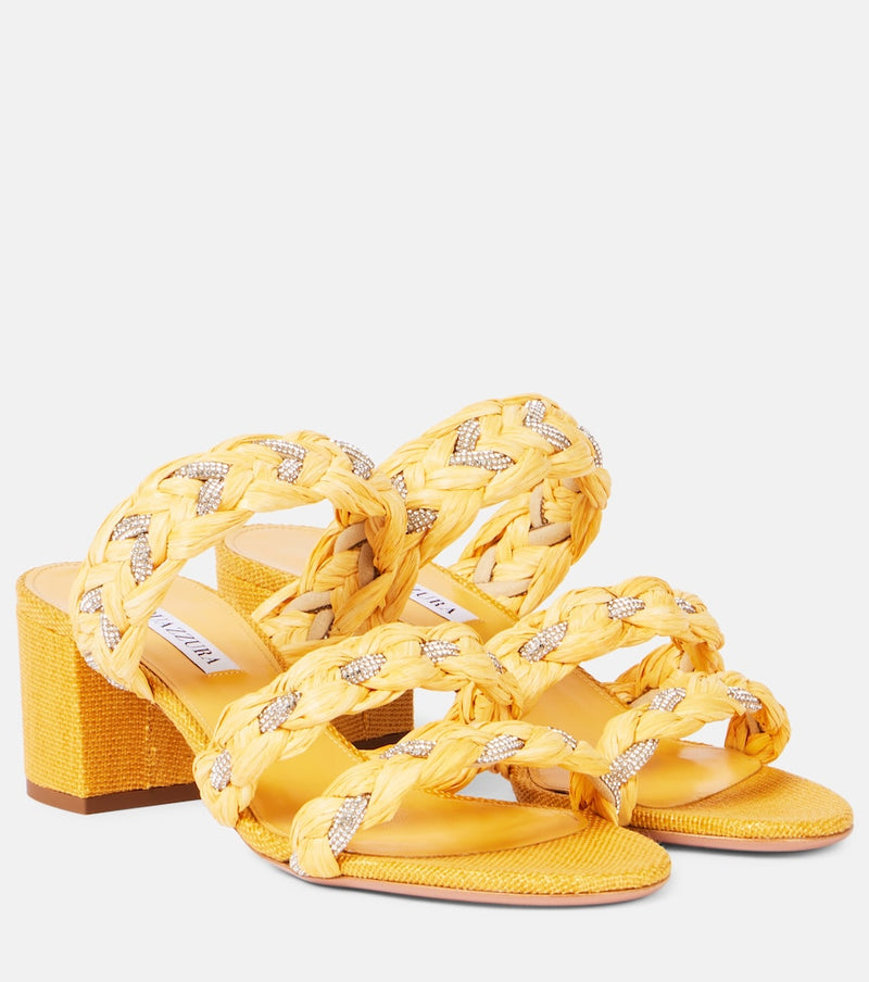 Aquazzura Costiera 50 embellished raffia sandals