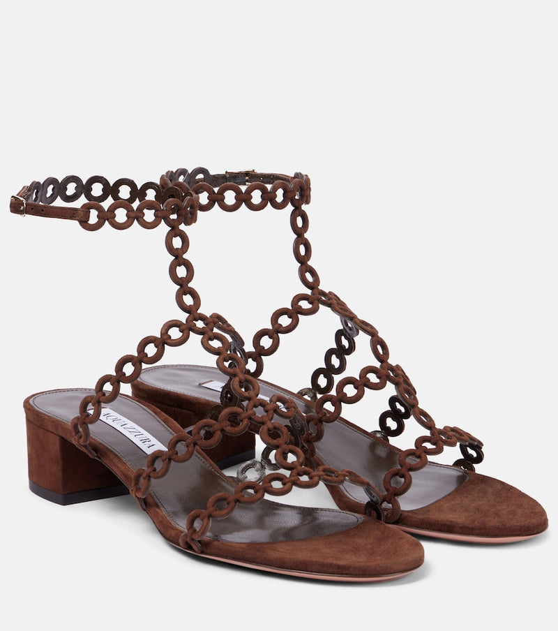 Aquazzura Infinity Chain 35 suede sandals