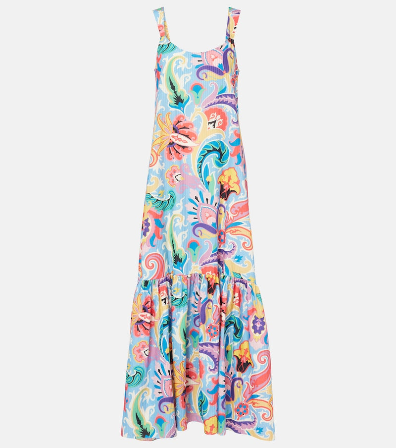 Etro Printed cotton and silk maxi dress in Print on Blue Base